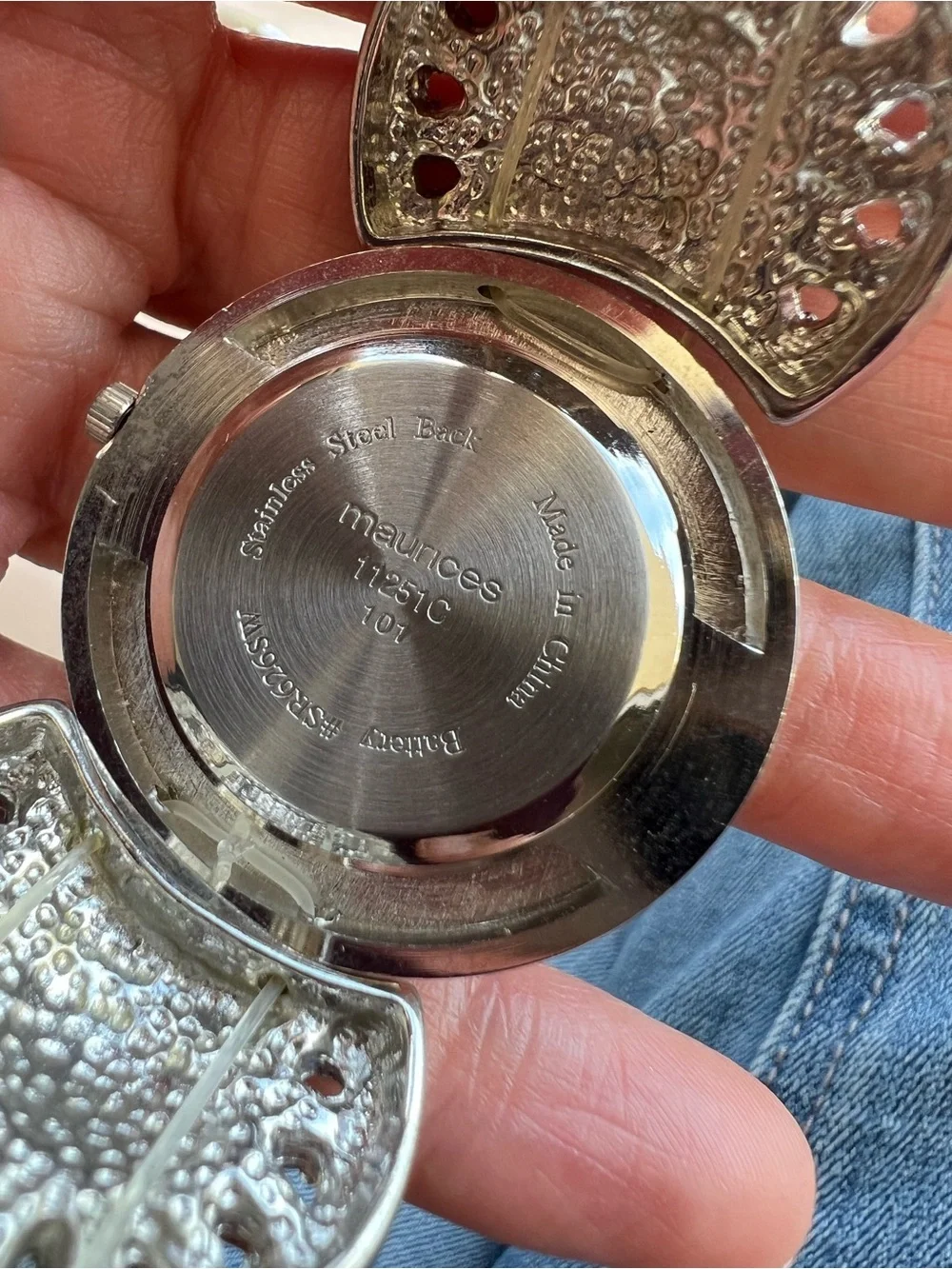 Maurices Silver-Tone Bracelet Watch with Brown and Light Blue Accents